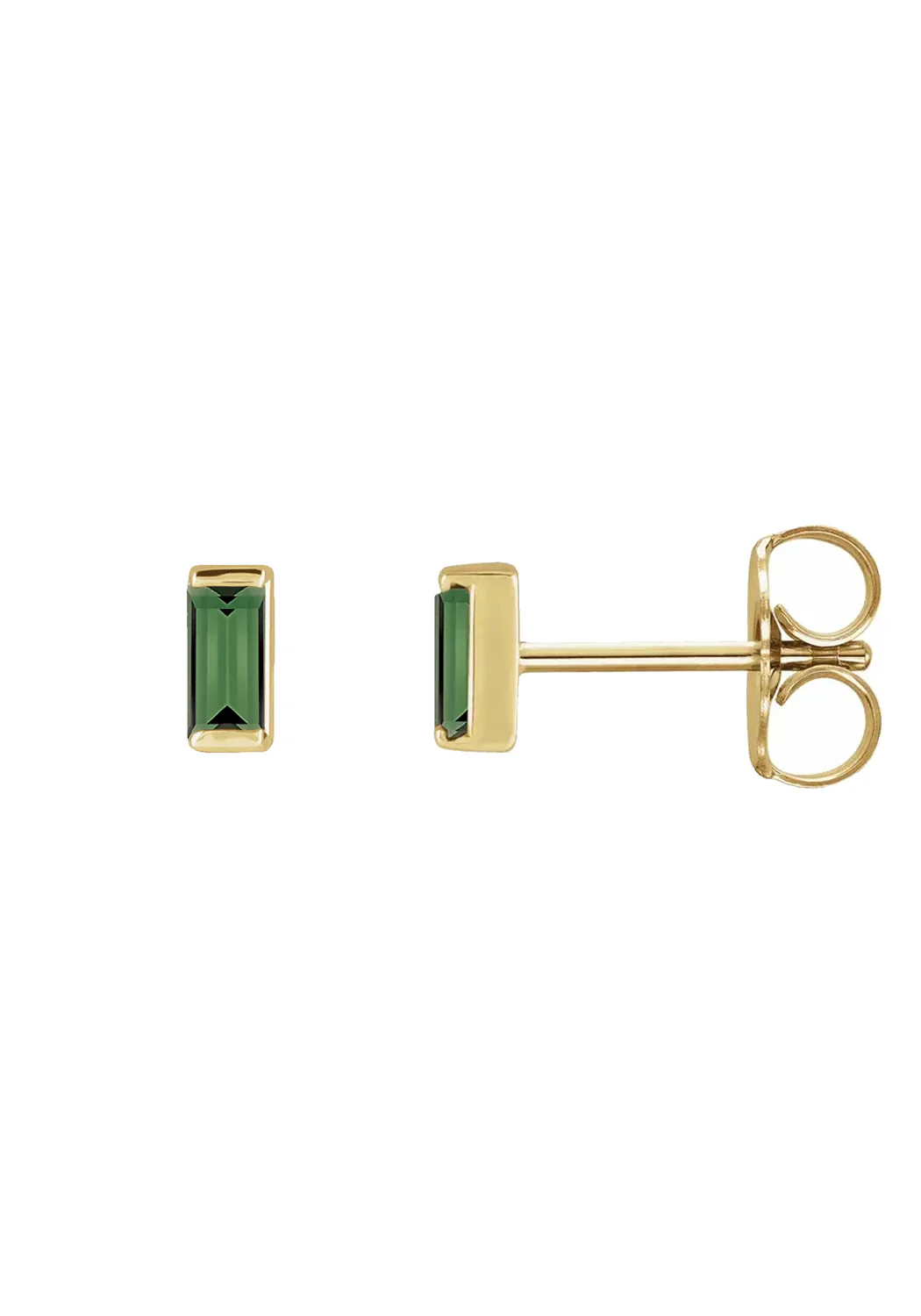 Fresh Picks 14KYG Baguette Green Tourmaline Stud Earrings - Image 2