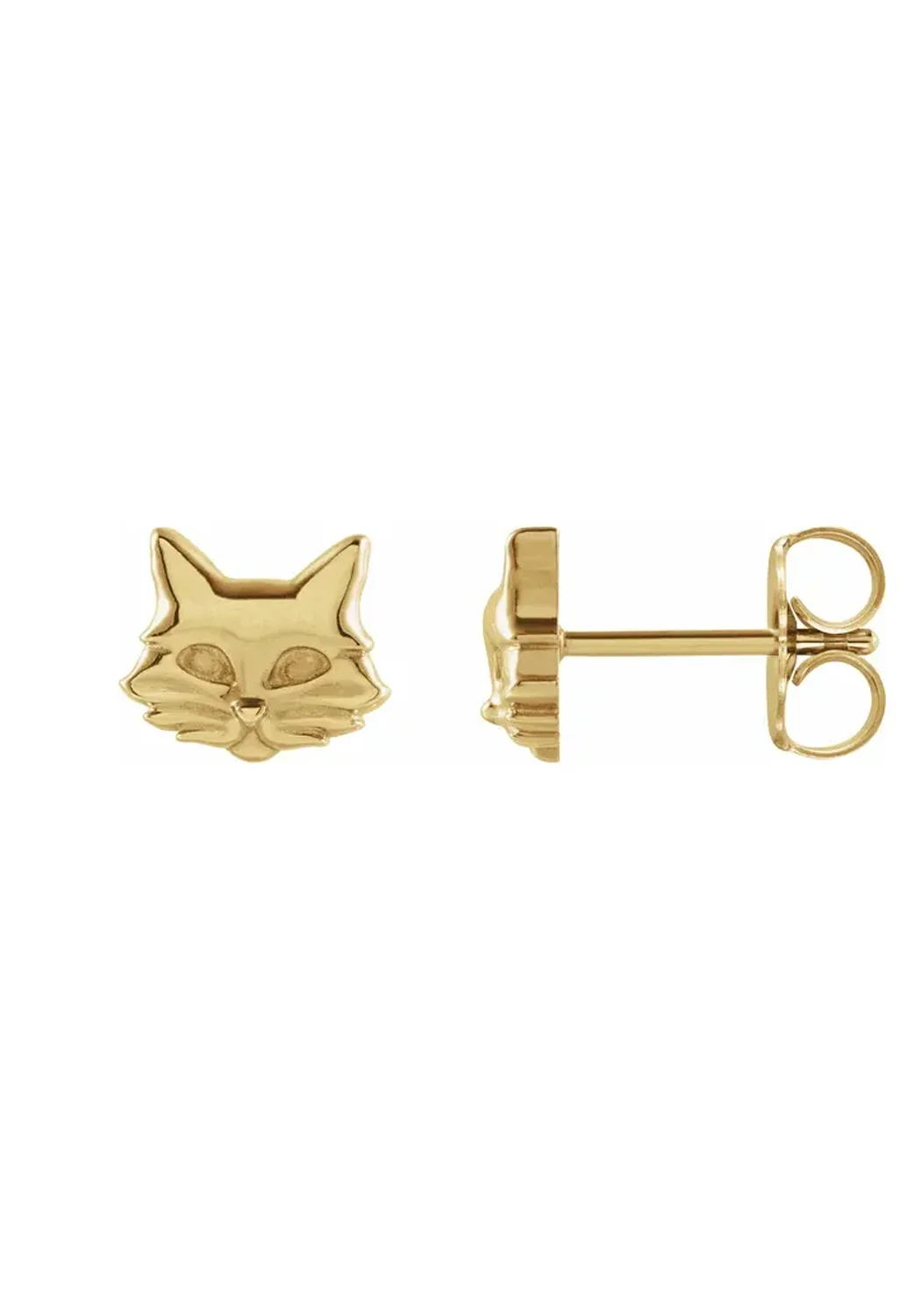 14K Yellow Gold Cat Stud Earrings - Image 2