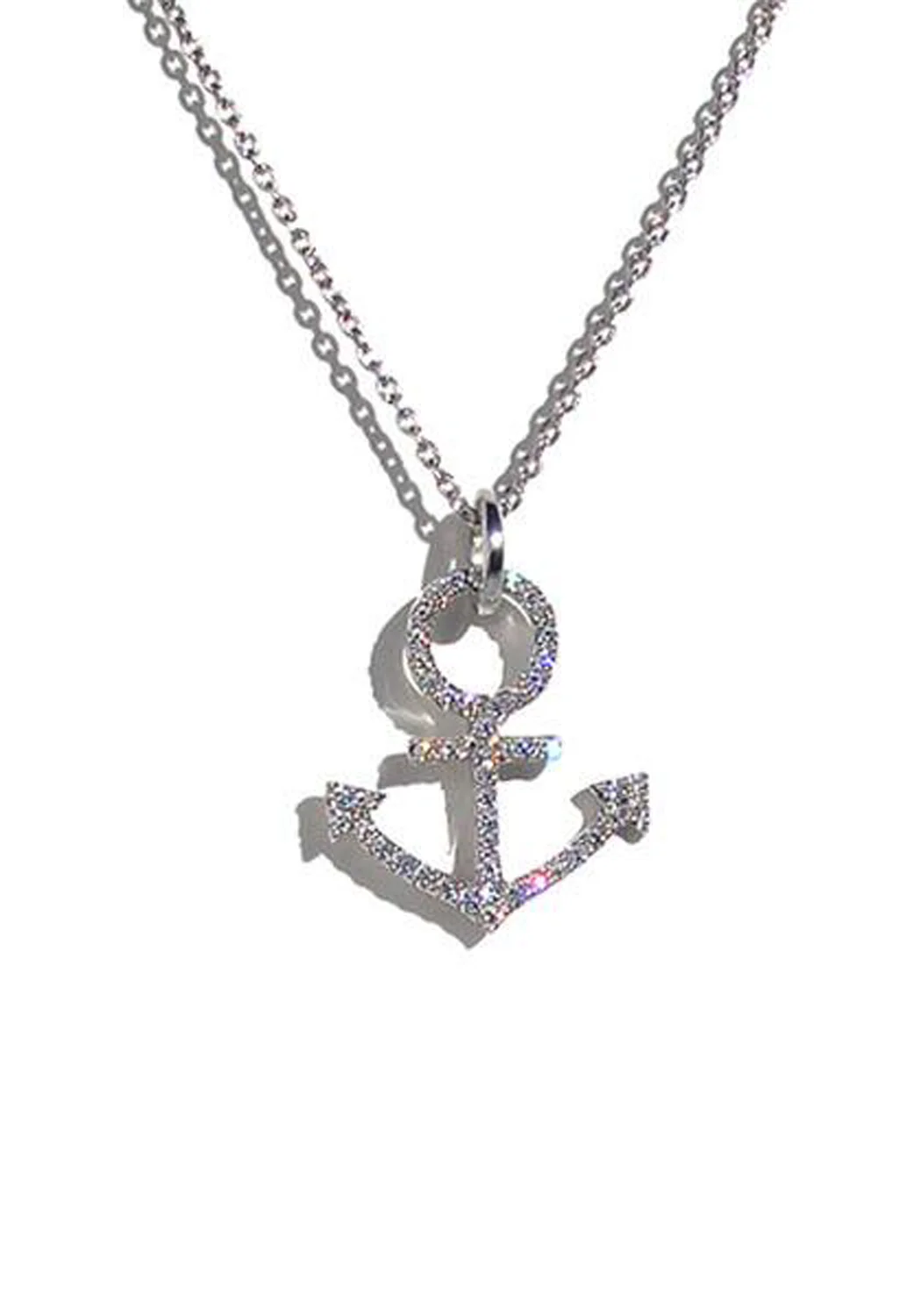 Oster Collection 18KWG Diamond Anchor Pendant - Image 3