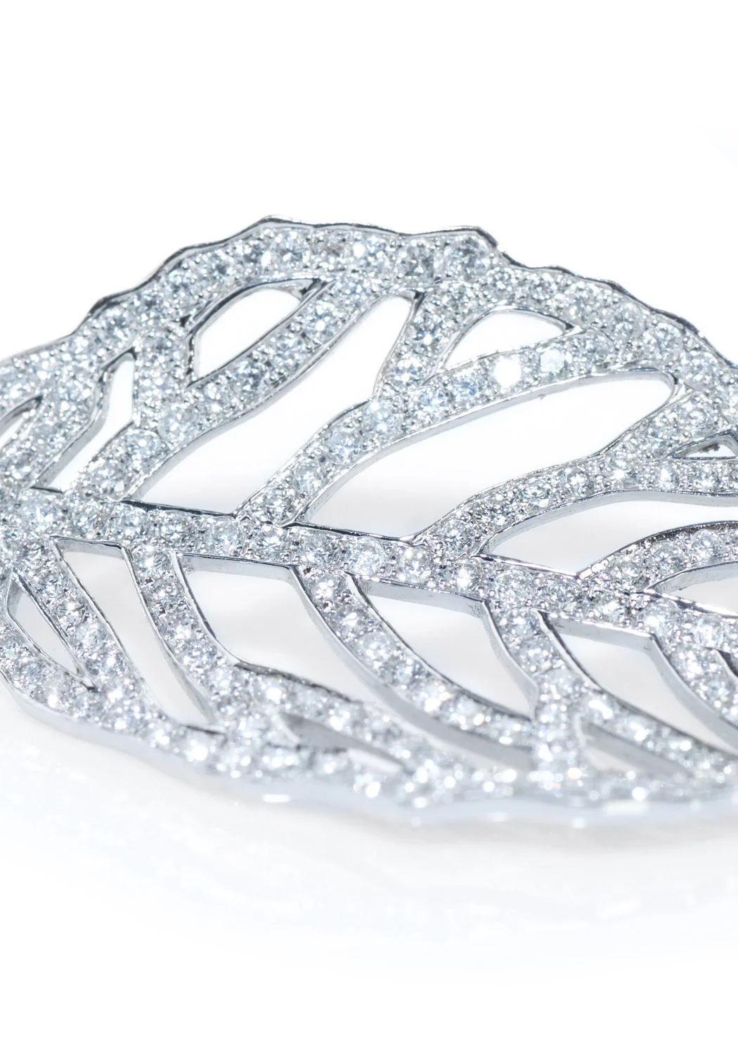Oster Collection 18KWG Pavé Diamond Leaf Dangle Earrings - Image 3