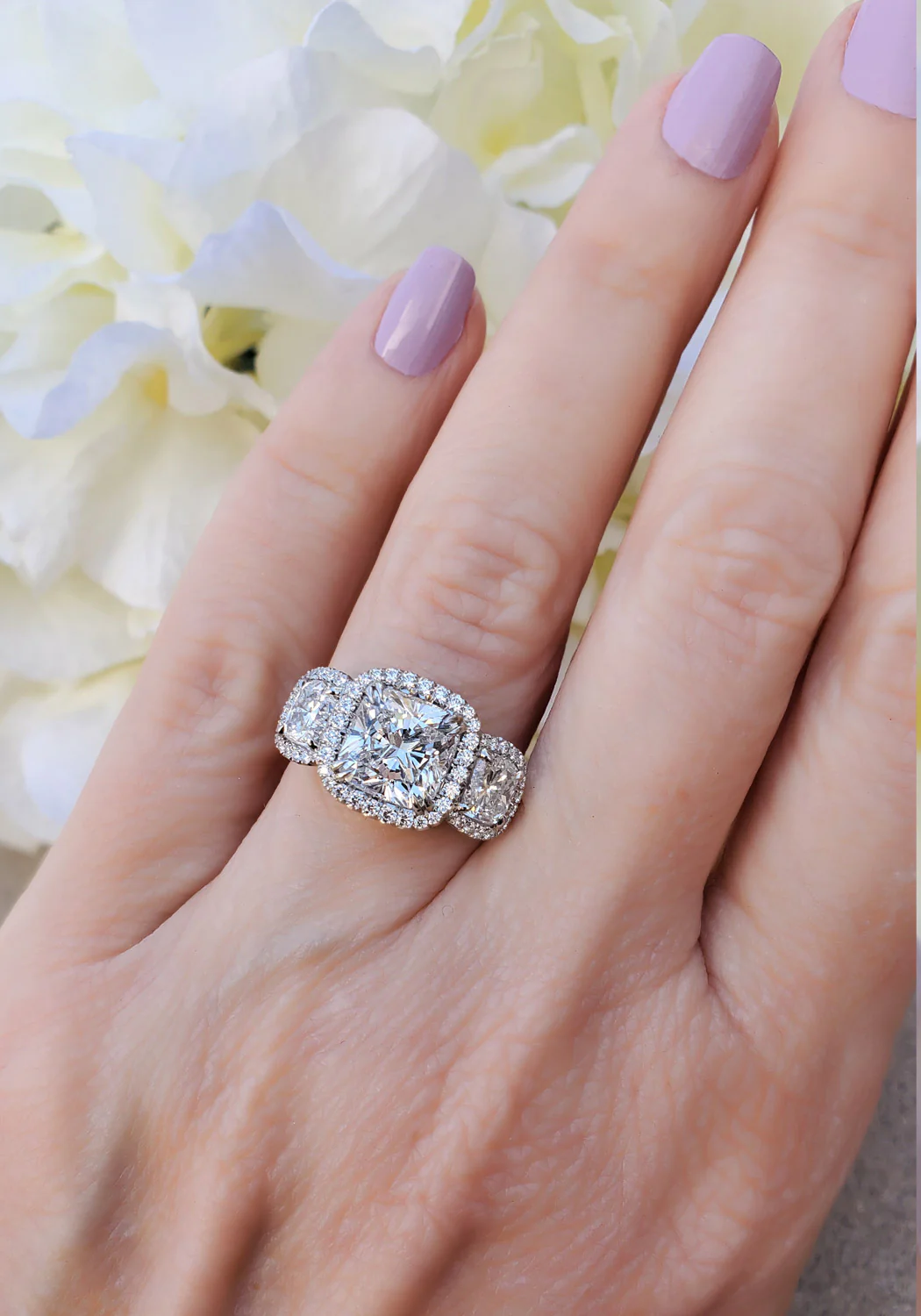 Rahaminov 3 Stone Cushion Cut Diamond Ring - Image 4