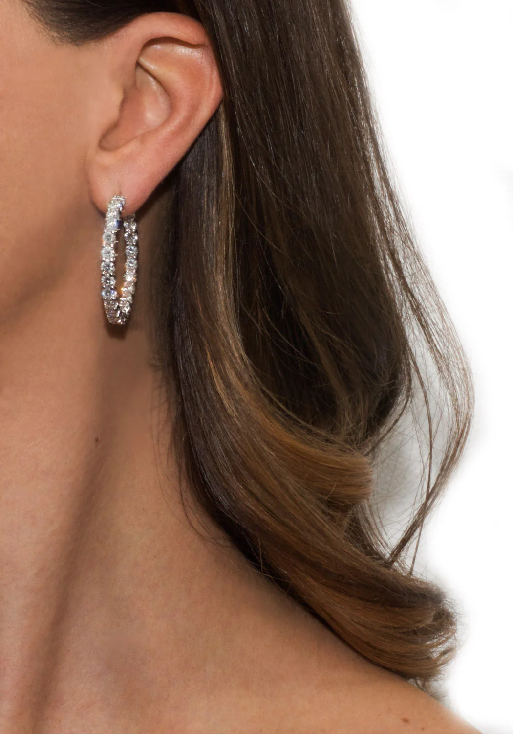 Oster Collection 18KWG Inside & Outside Diamond Hoop Earrings - Image 4