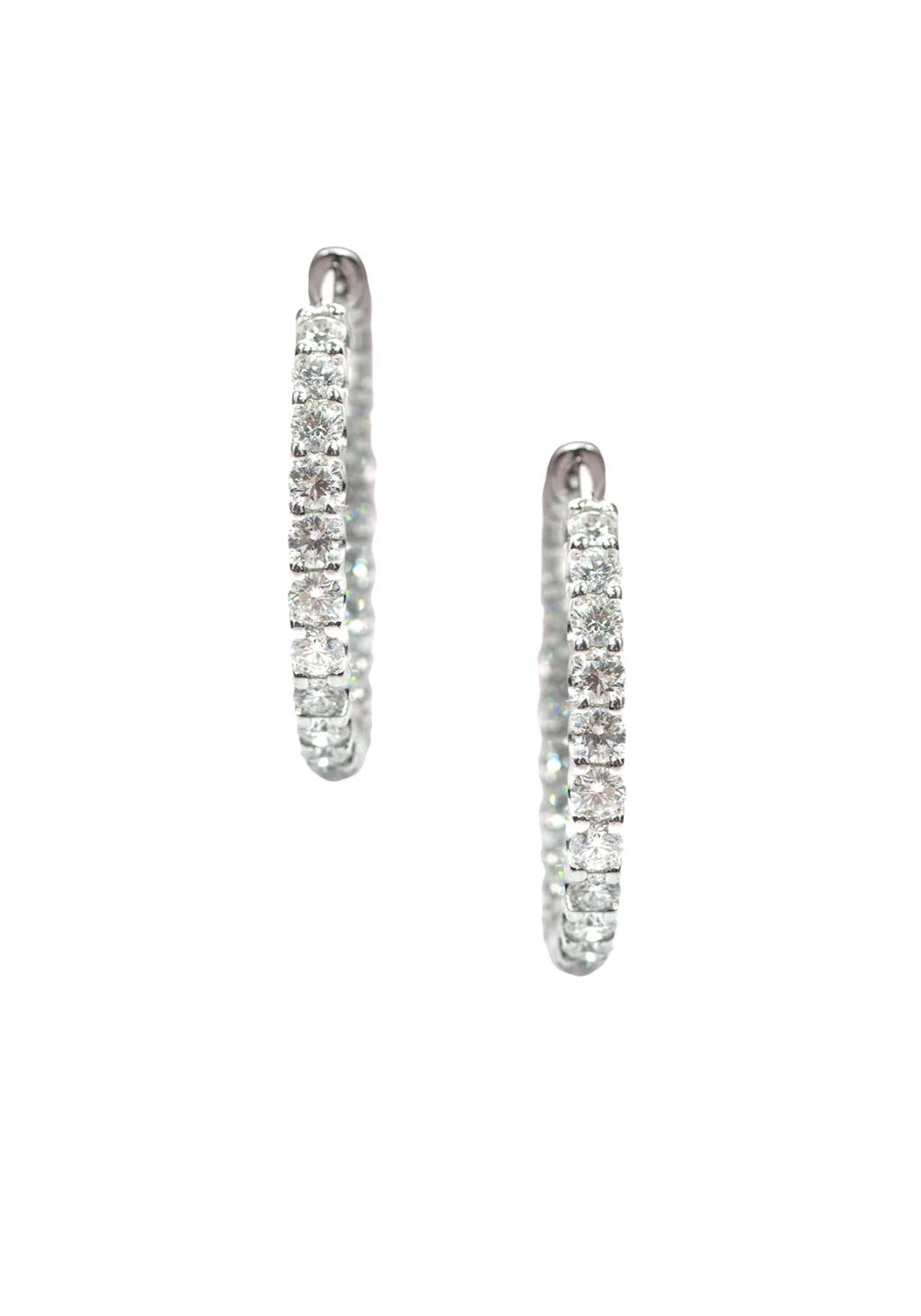 Oster Collection 18KWG Inside & Outside Diamond Hoop Earrings - Image 5