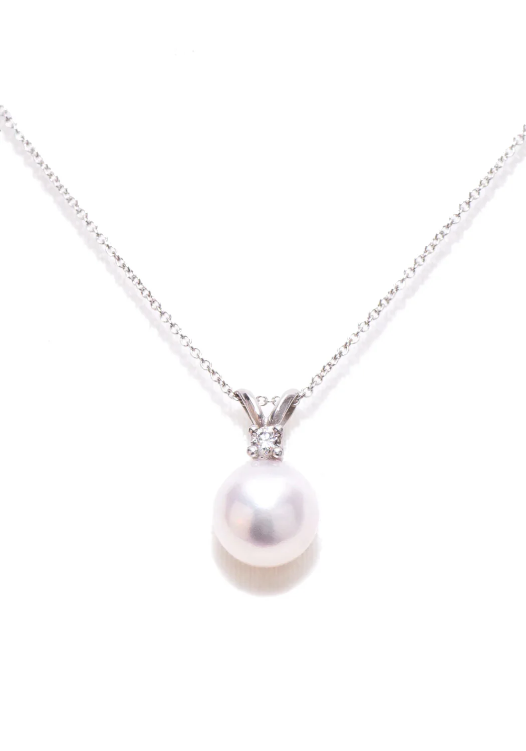 Oster Collection Solitaire 8 mm White Pearl Pendant Necklace