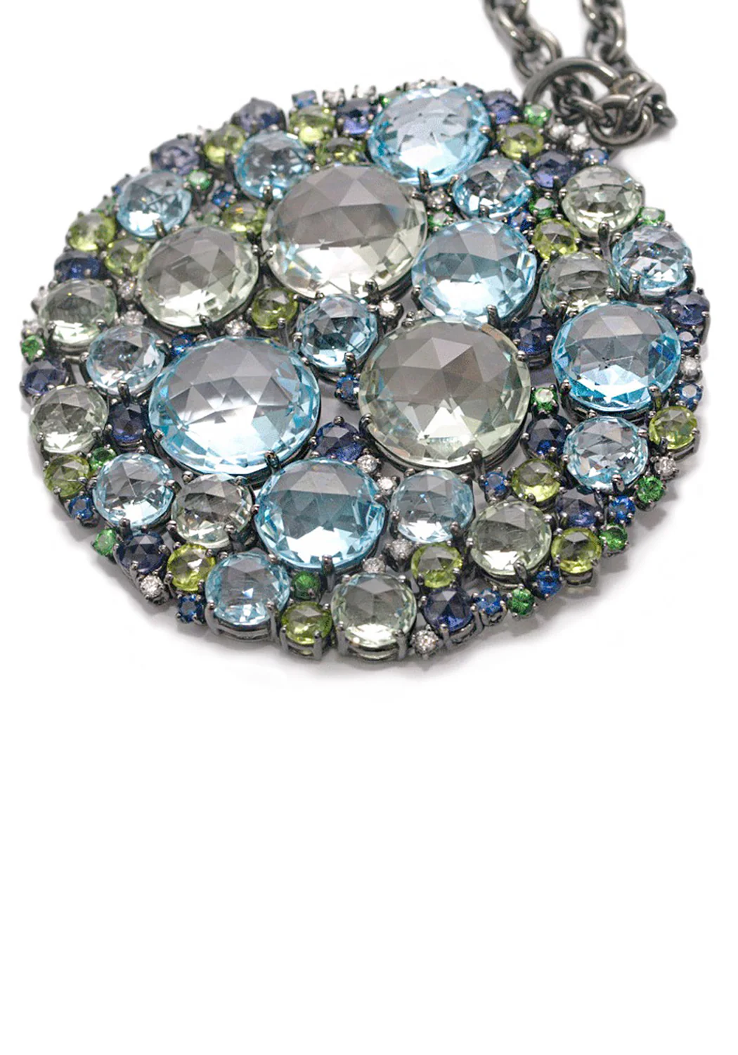 A & Furst Bouquet Blue Topaz & Peridot Cluster Pendant Necklace | 36" - Image 4