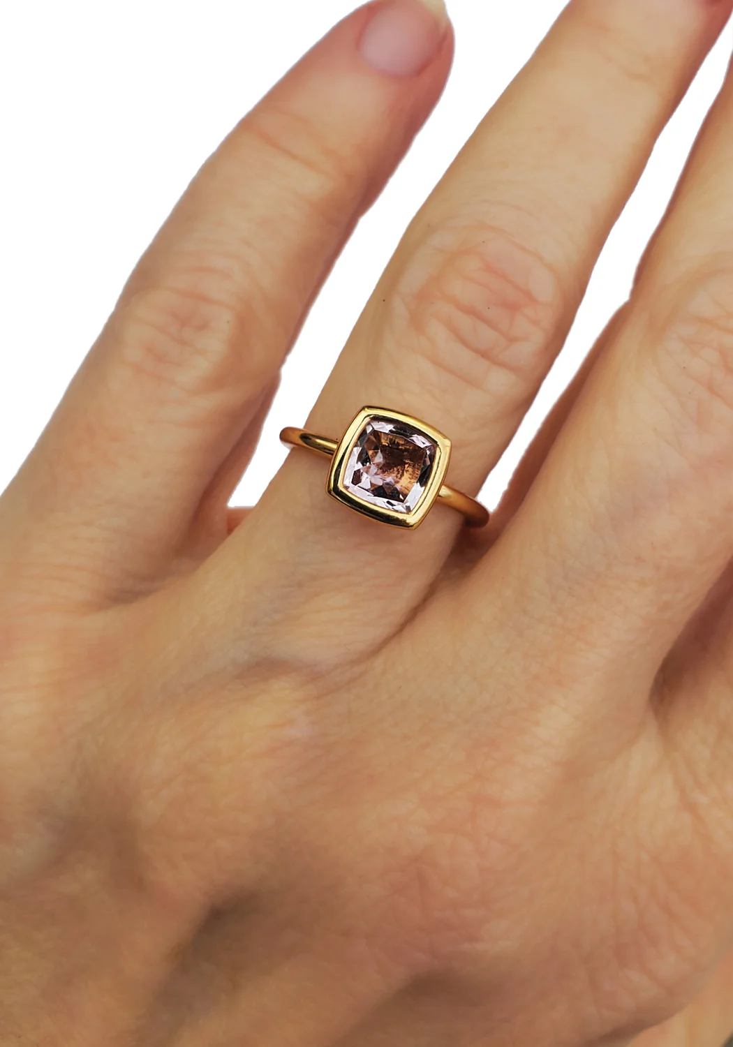 A & Furst Gaia 18KYG Cushion Cut Rose de France Ring - Image 3