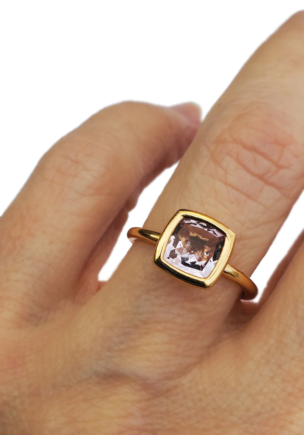 A & Furst Gaia 18KYG Cushion Cut Rose de France Ring - Image 5
