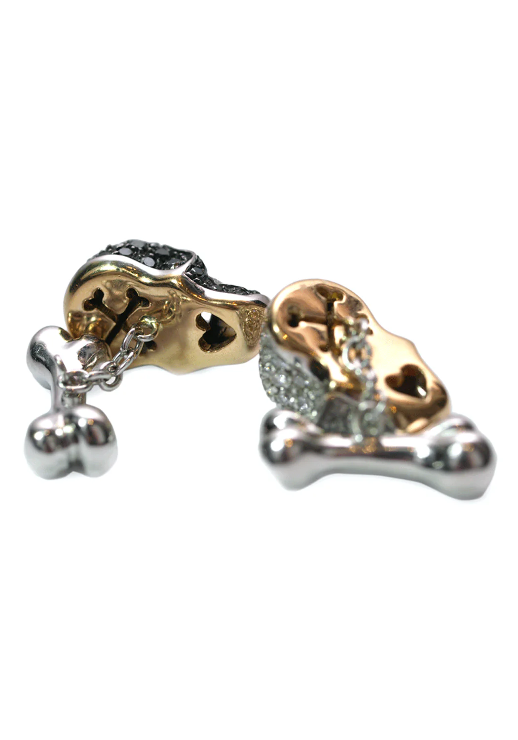 Adolfo Courrier Black & White Diamond Skull & Crossbones Cufflinks - Image 3