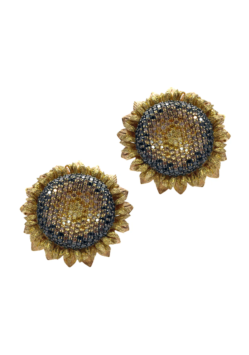 Alex Soldier 18K Gold Diamond Sunflower Earrings - Image 6