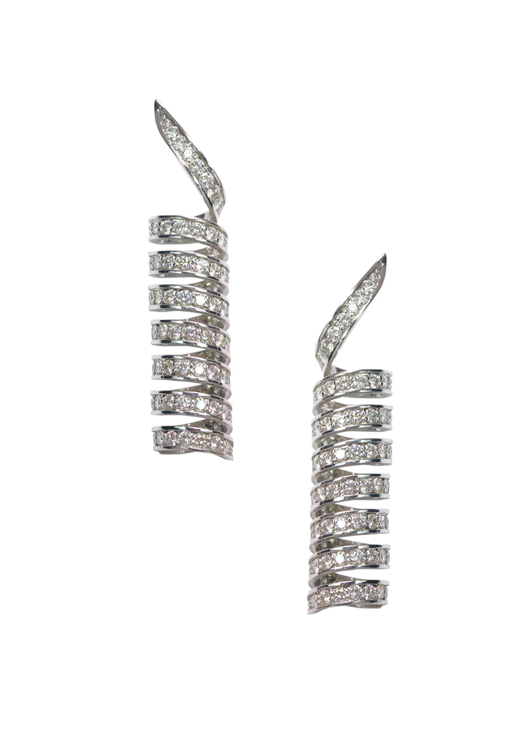 Alex Soldier 18K White Gold Diamond Spiral Earrings - Image 3