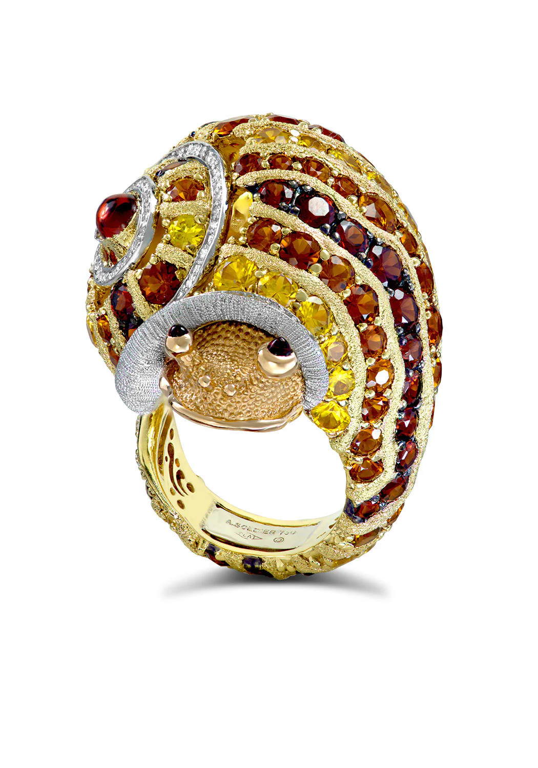Alex Soldier Yellow Sapphire & Brown Diamond Snail Cocktail Ring - Image 3