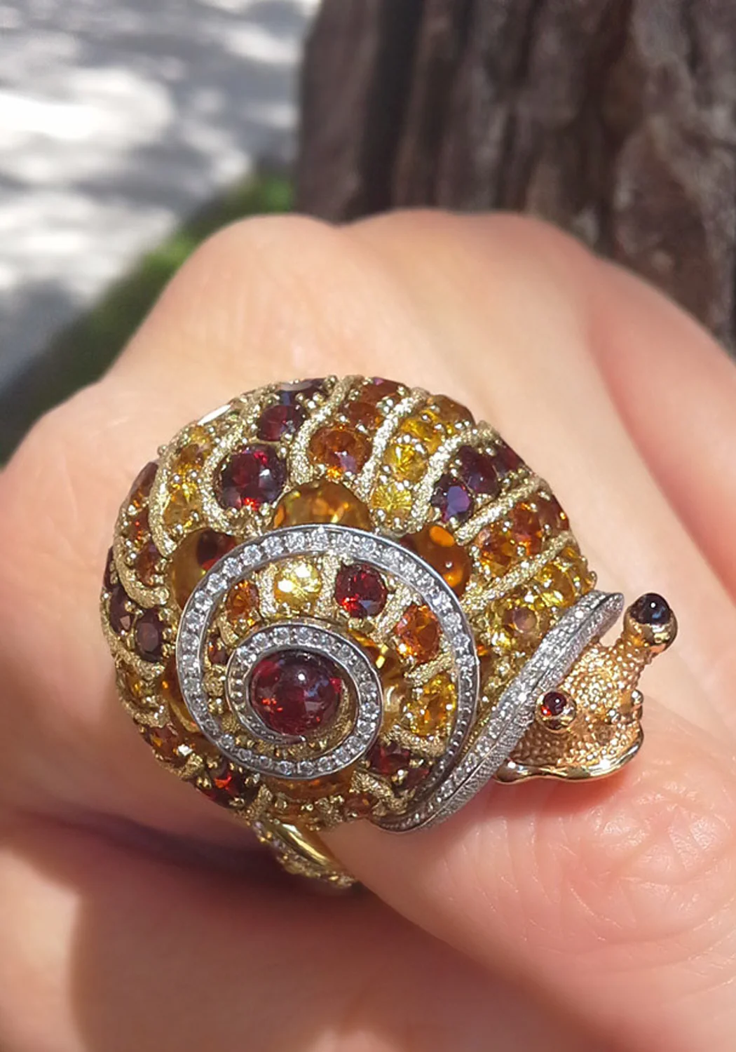Alex Soldier Yellow Sapphire & Brown Diamond Snail Cocktail Ring - Image 5