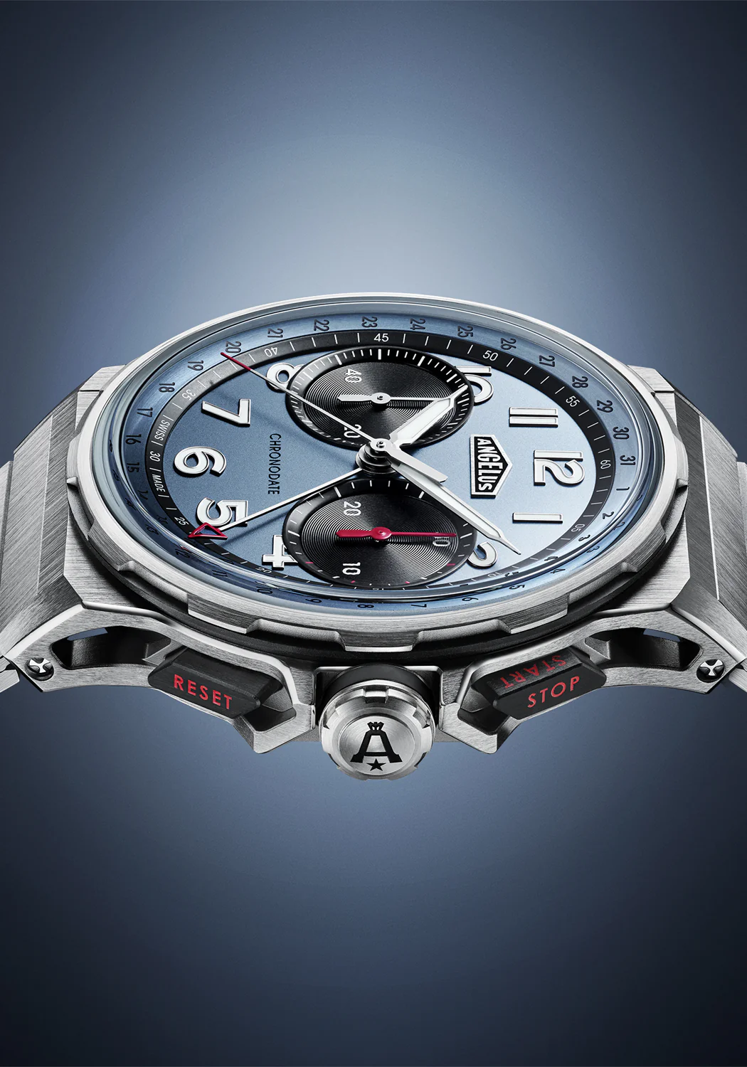 Angelus Chronodate Titanium Storm Blue Bracelet | LE25 - Image 3