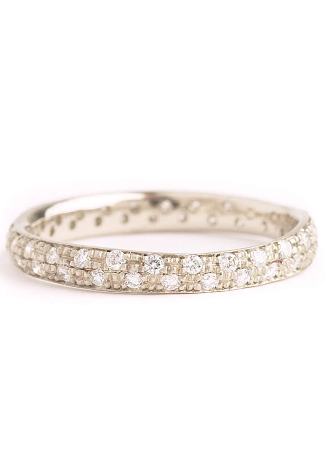 Anne Sportun 14KWG Narrow Pave Diamond Half Band Gold for Stacked Ring Sets - Image 3