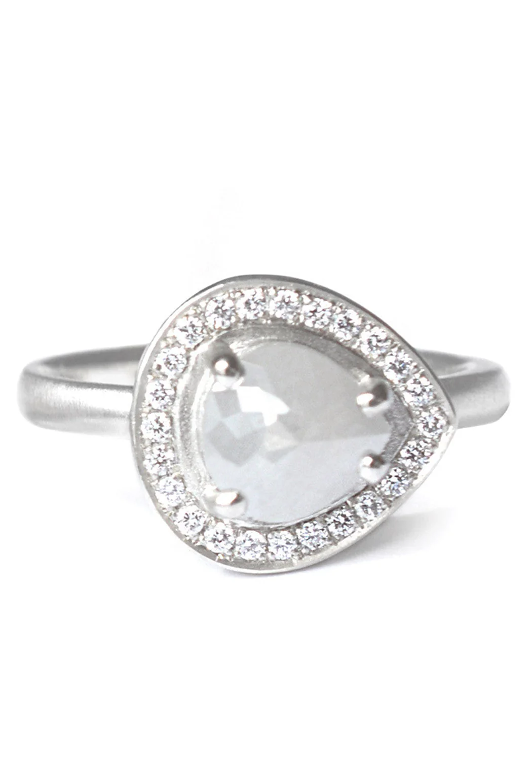 Anne Sportun 14KWG Rose Cut Pear Grey Diamond Ring - Image 2
