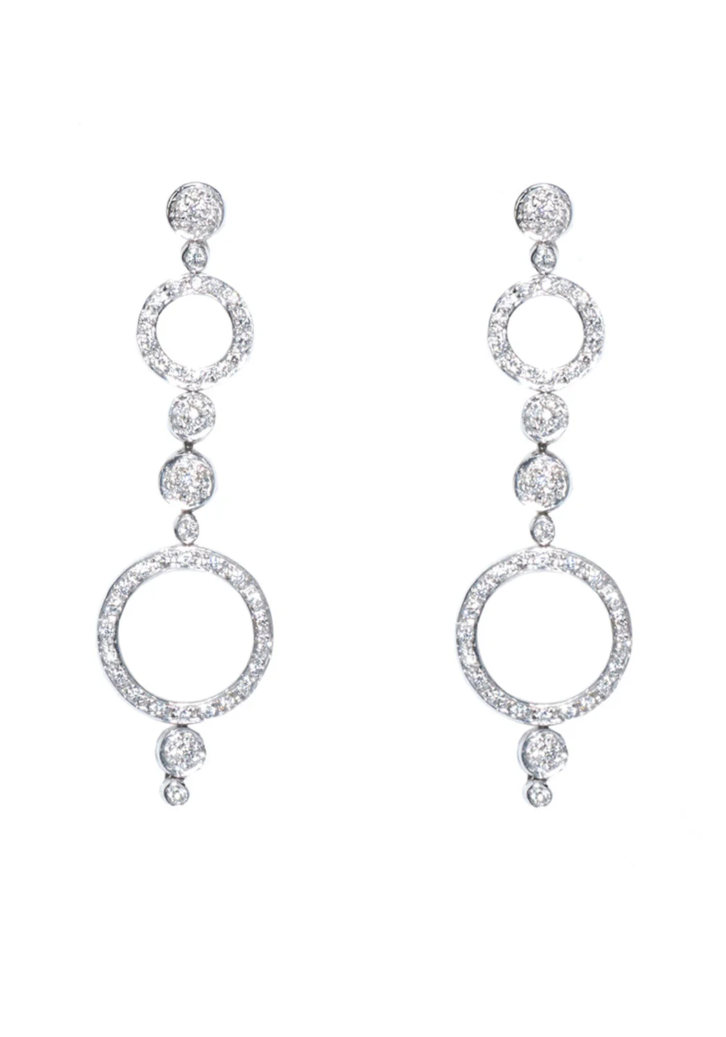 Antonini Alaska 18K White Gold Circle Diamond Dangle Earrings - Image 3