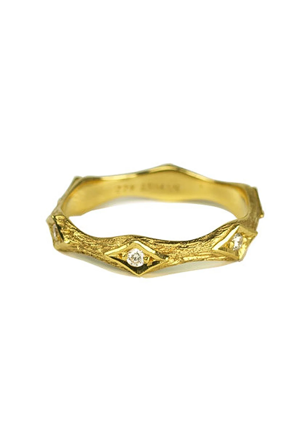 Arman Sarkisyan 22K Yellow Gold Textured Diamond Band - Image 3