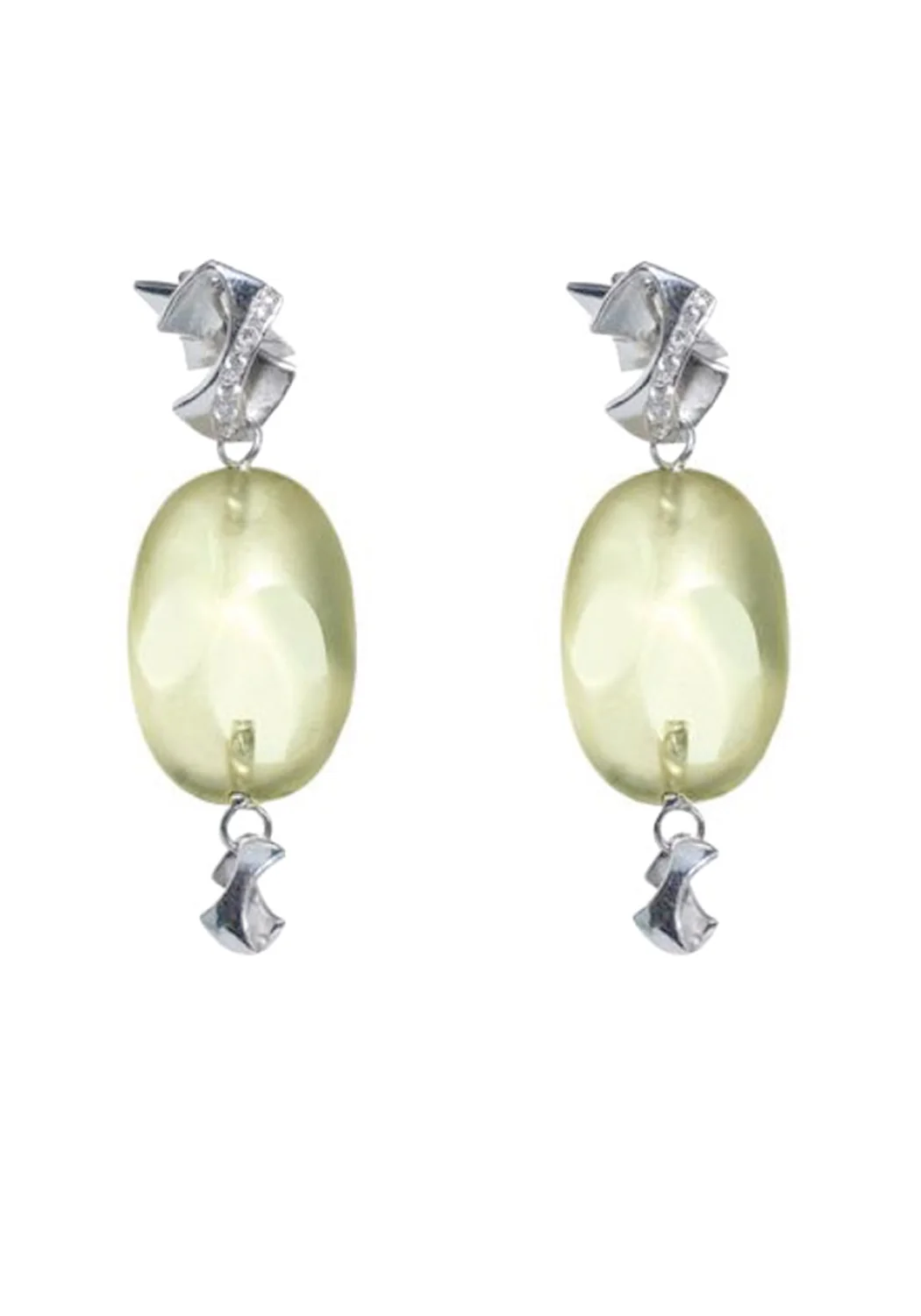 Balocchi Preziosi 18KWG Diamond & Lemon Quartz Drop Earrings - Image 3