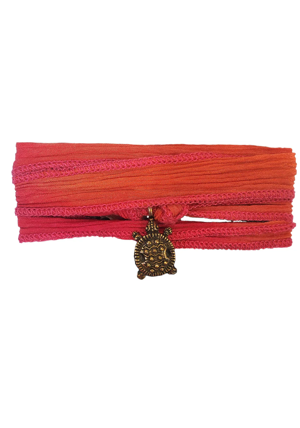 Catherine Michiels Bronze Tito Turtle Charm on Silk Wrap - Image 2