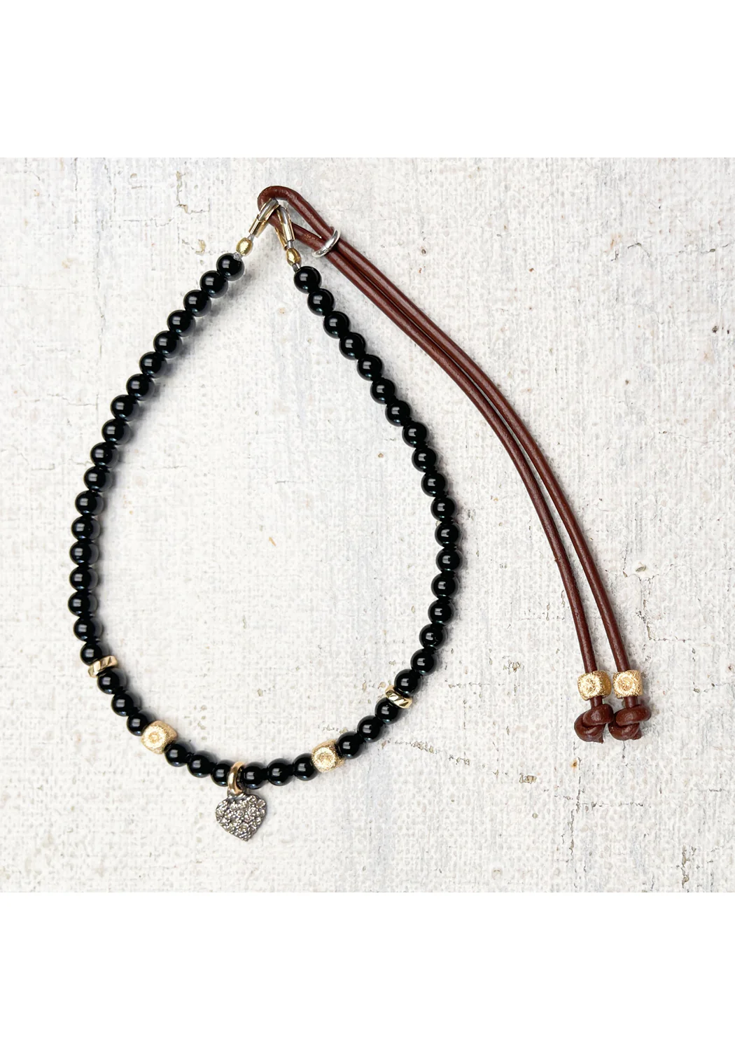 Catherine Michiels Diamond Heart Black Agate Bracelet - Image 3