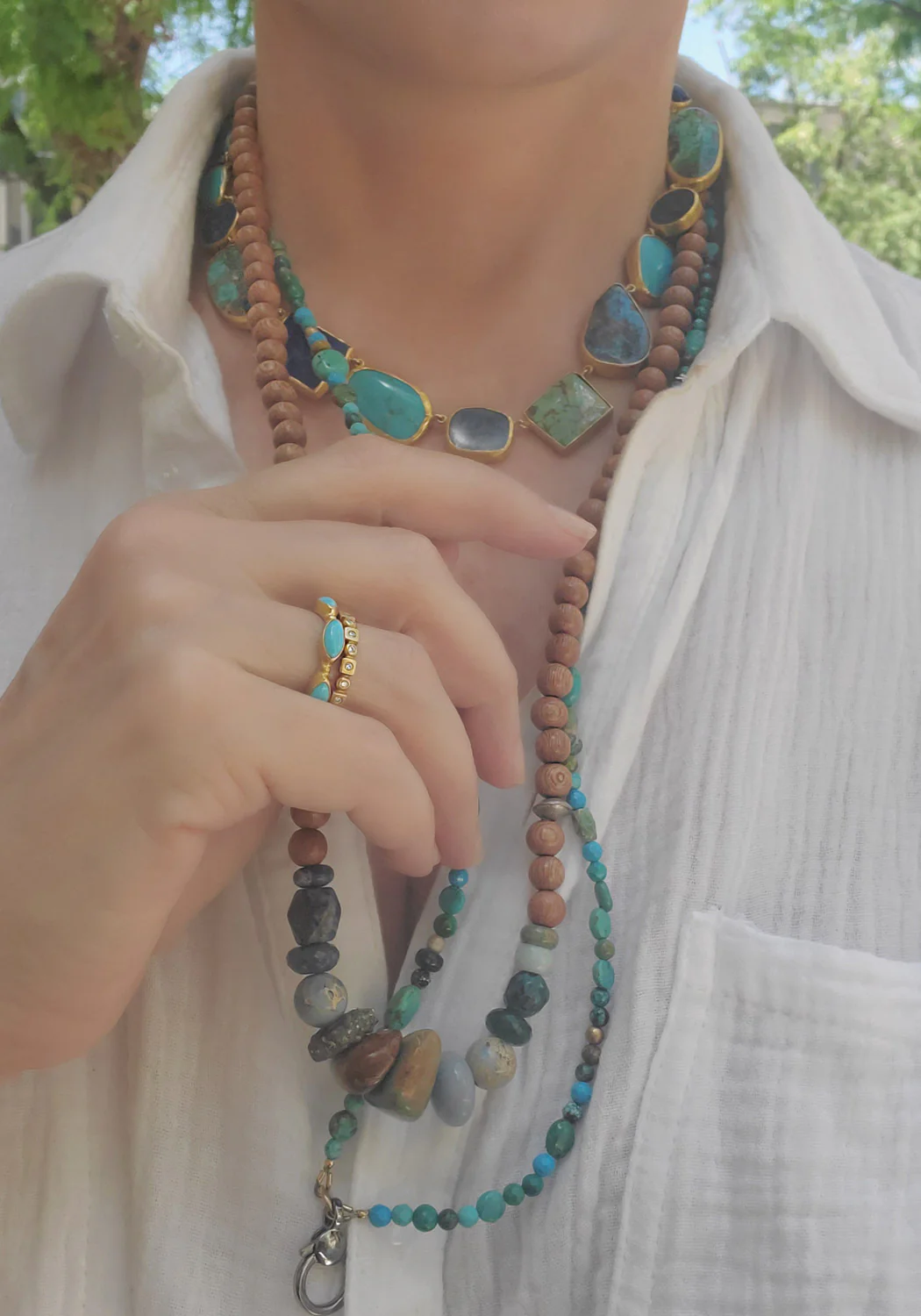 Lika Behar 24KYG Ocean Lapis and Turquoise Necklace - Image 4