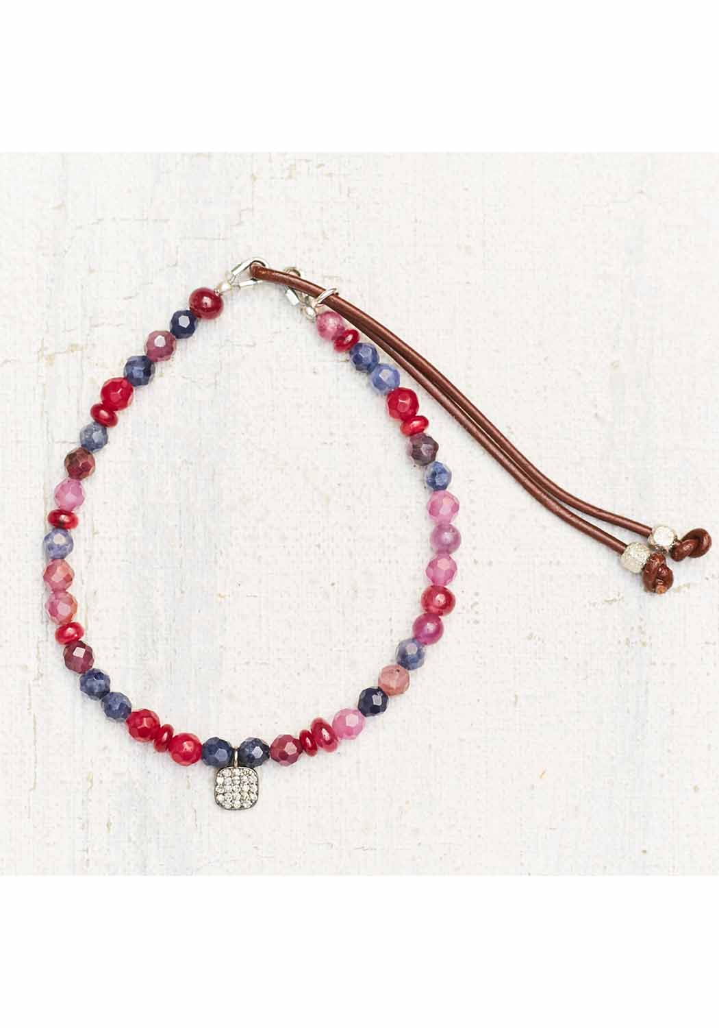 Catherine Michiels Tina Sapphire Ruby & Diamond Bead Bracelet - Image 3