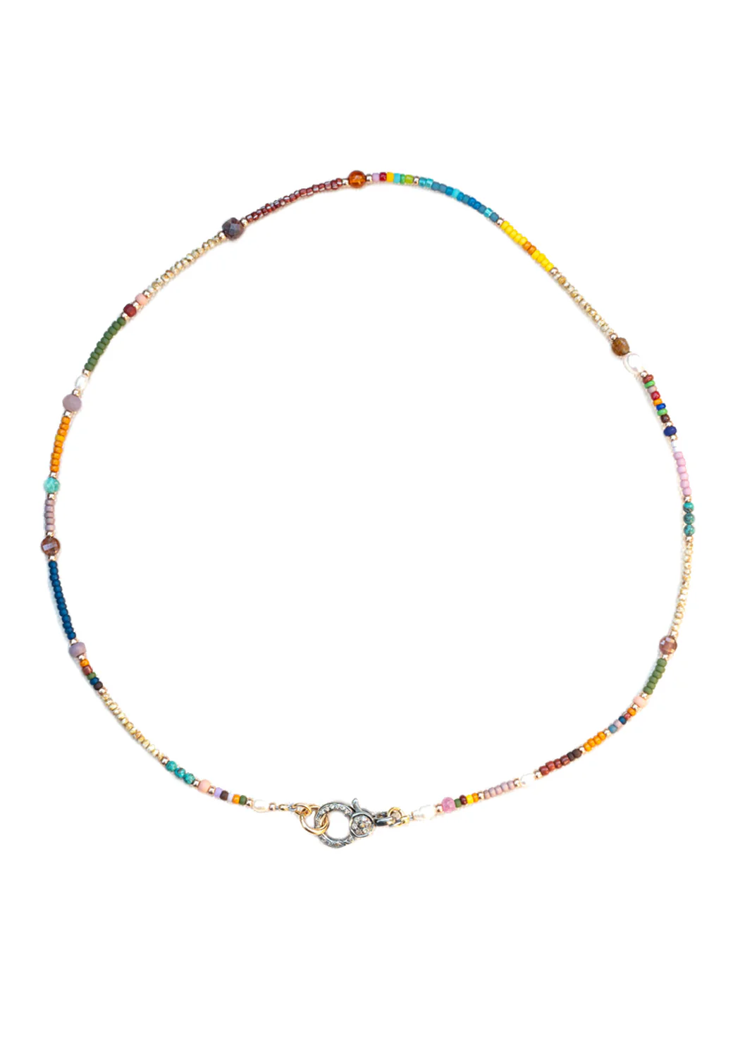 Catherine Michiels Silver Ruby Pearl Japanese Seed Bead Necklace - Image 3