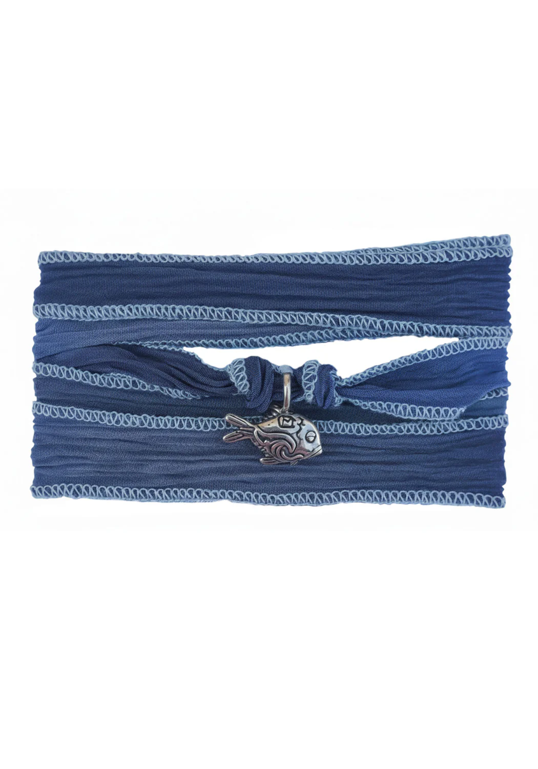 Catherine Michiels Sterling Silver Keola Fish Charm on Silk Wrap - Image 2