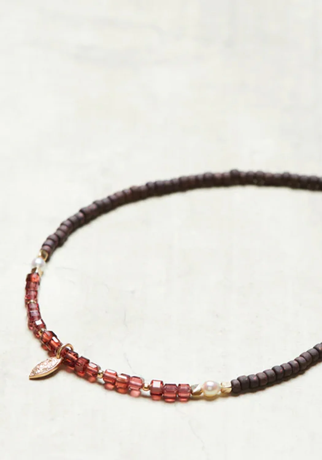Catherine Michiels Talia Garnet & Japanese Glass Bead Necklace - Image 2