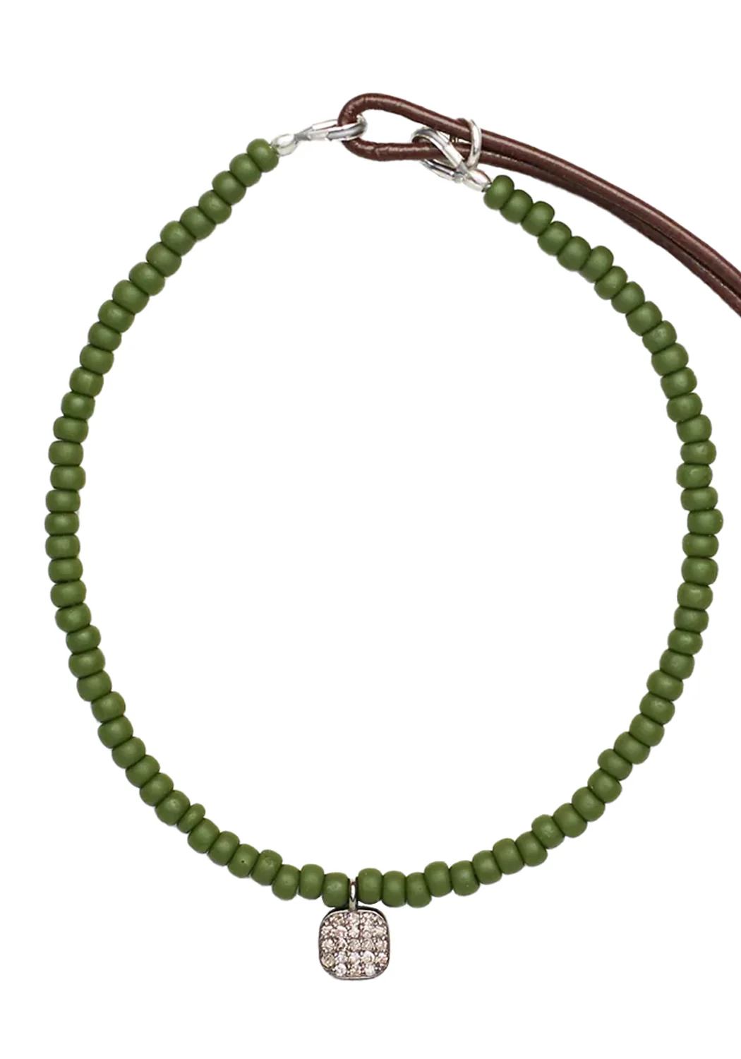 Catherine Michiels Zulu Olive Green Diamond Bead Bracelet - Image 3