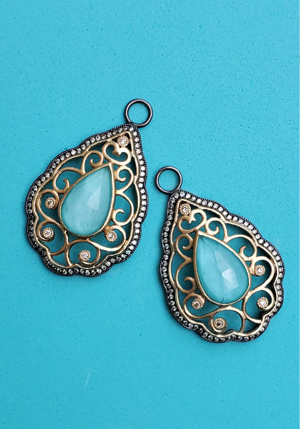 Cynthia Ann Filigree Turquoise Teardrop Earring Jackets - Image 4
