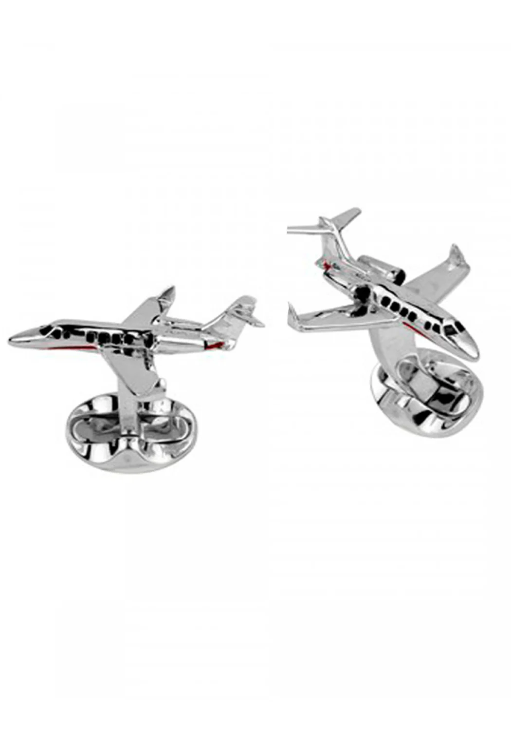 Deakin & Francis Sterling Silver Enamel Jet Cufflinks - Image 3