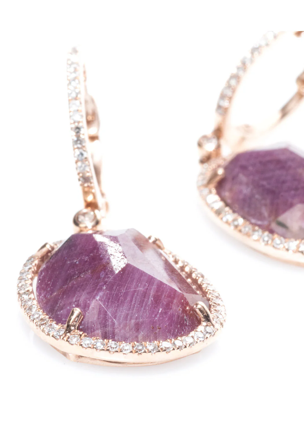 Dilamani 14KRG Diamond & Ruby Dangle Earrings - Image 3