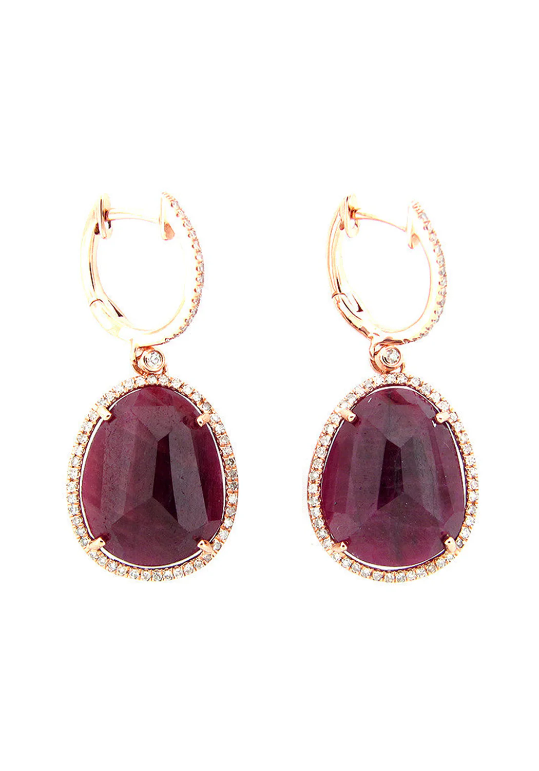 Dilamani 14KRG Diamond & Ruby Dangle Earrings - Image 5