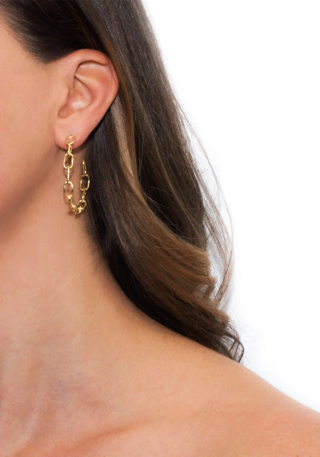 Dominique Cohen 18KYG Chain Link Open Hoop Earrings - Image 3