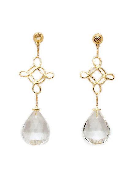 Dominique Cohen 18KYG Diamond & White Topaz Dangle Earrings - Image 3