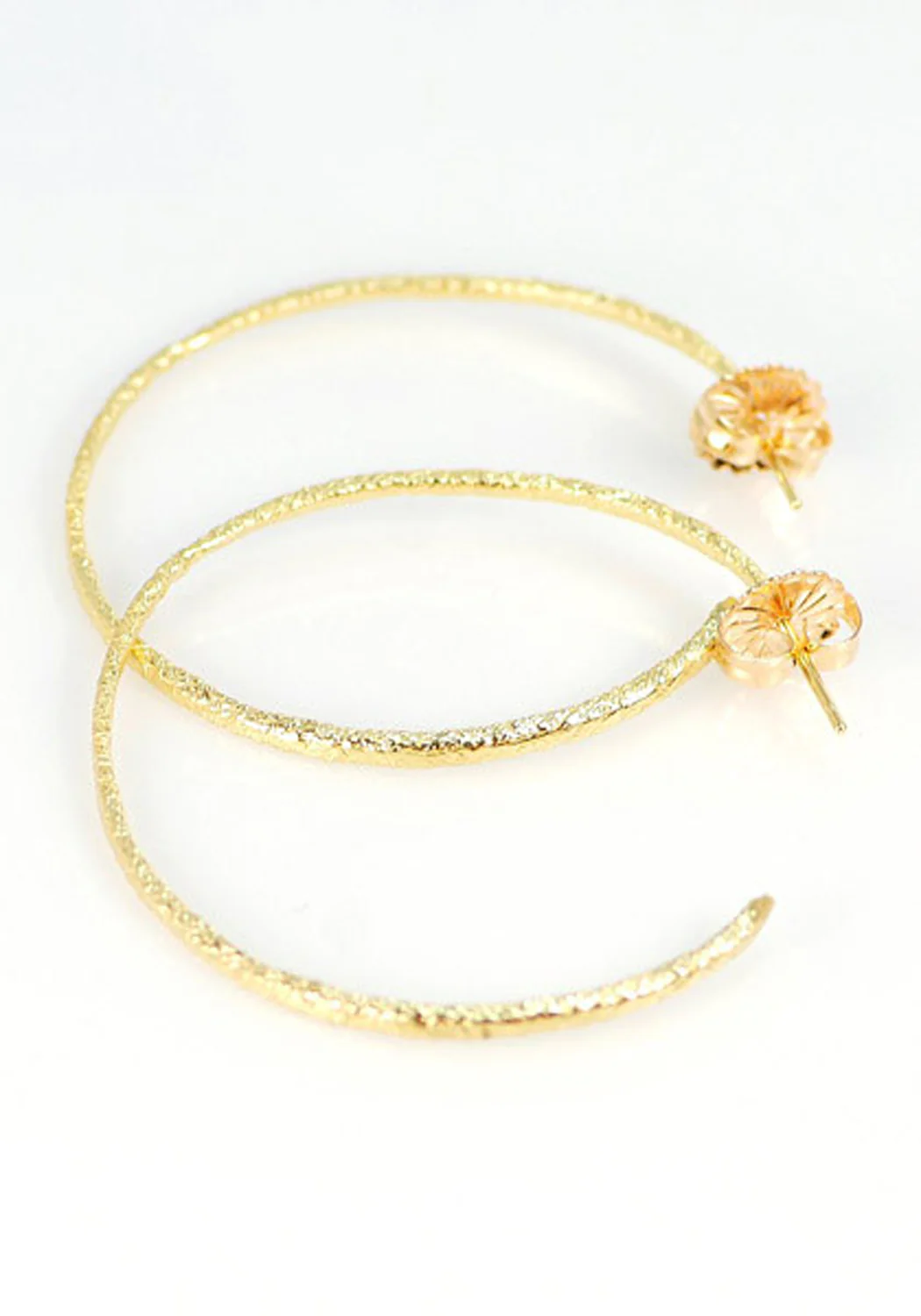 Dominique Cohen 18K Yellow Gold Textured Hoop Earrings - Image 4
