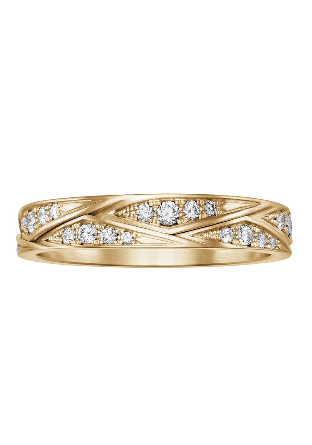 18K Yellow Gold Origami Diamond Waves Band - Image 2
