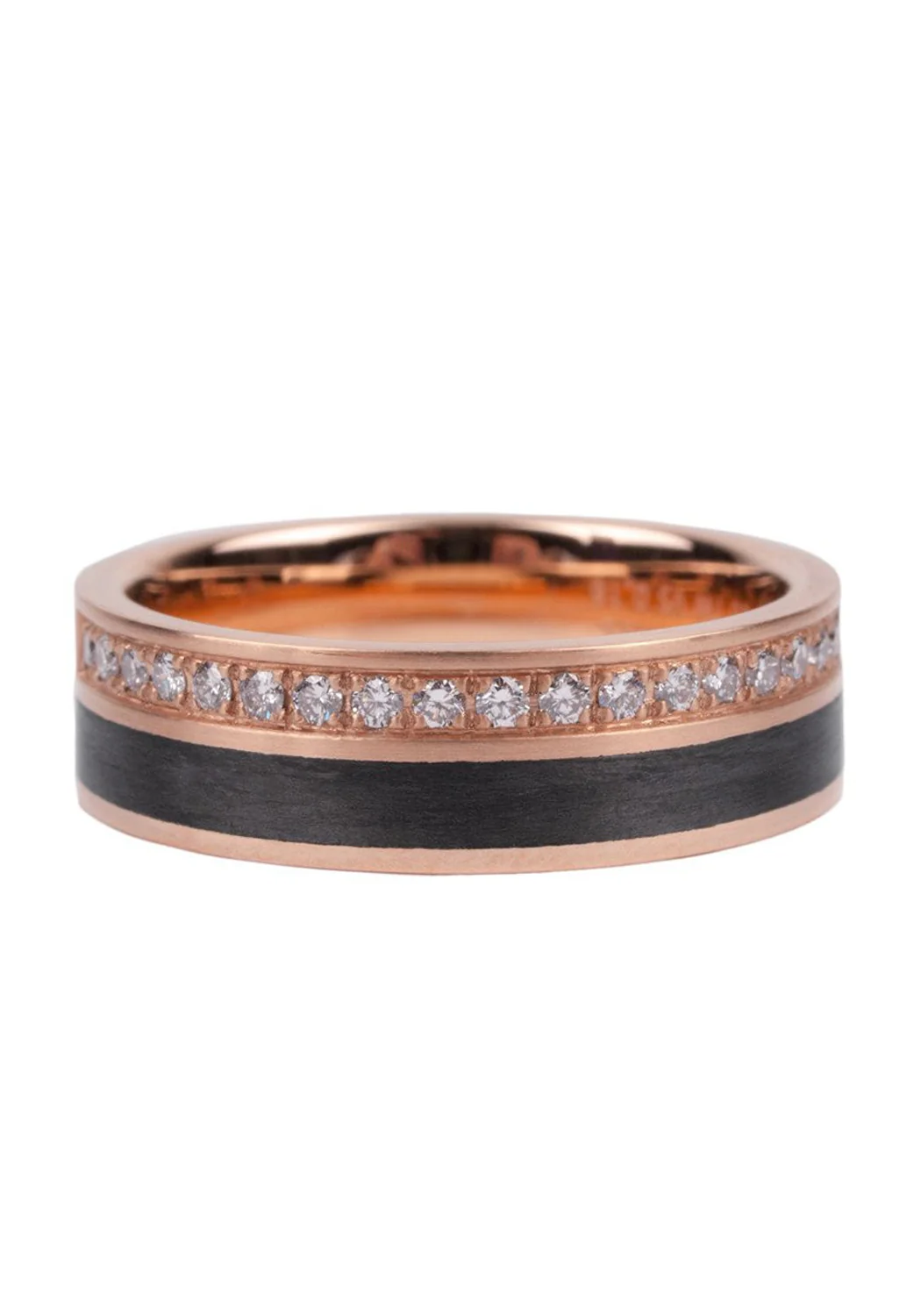 18K Rose Gold & Carbon Fiber Diamond Half Band - Image 2