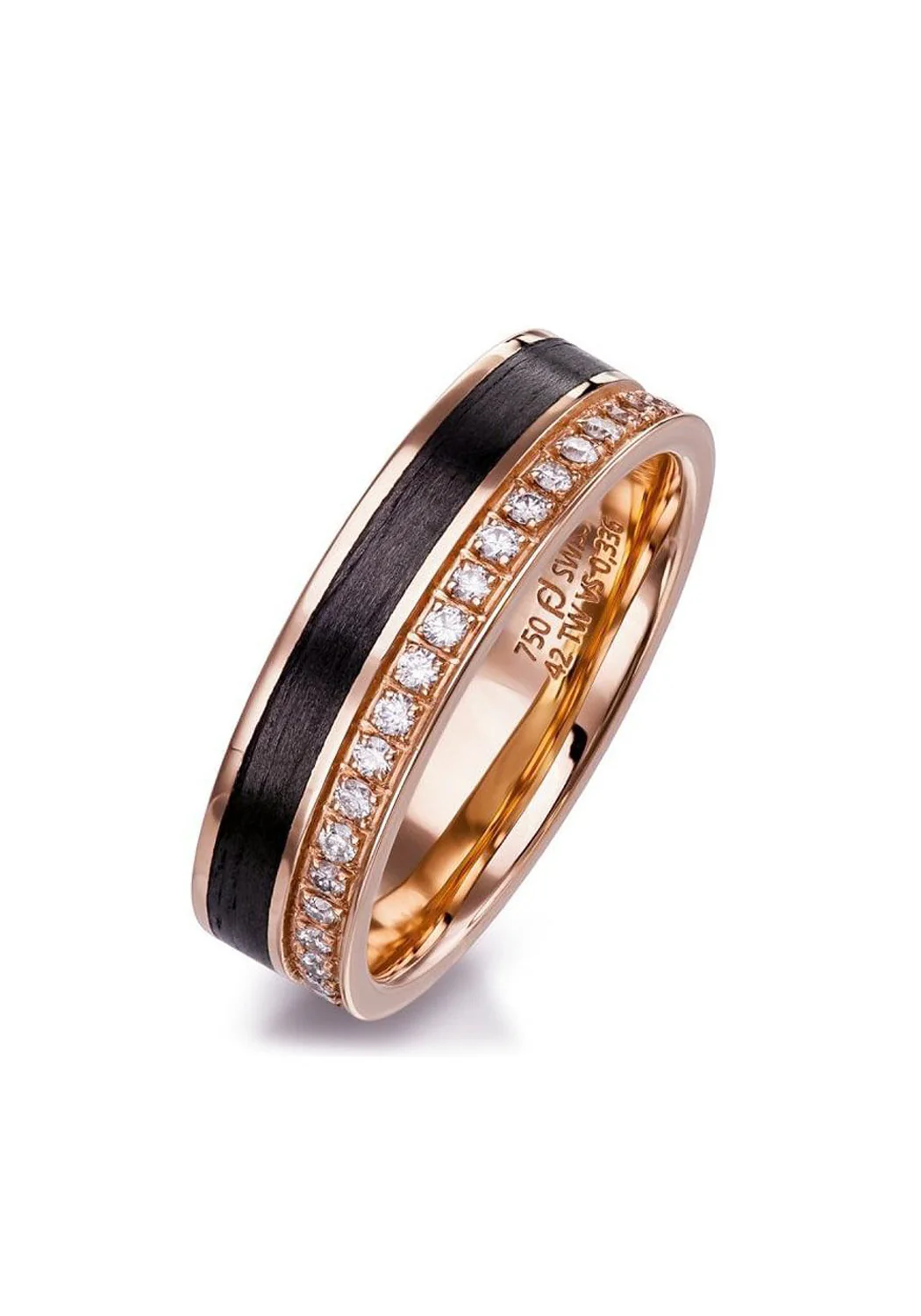 18K Rose Gold & Carbon Fiber Diamond Half Band - Image 3
