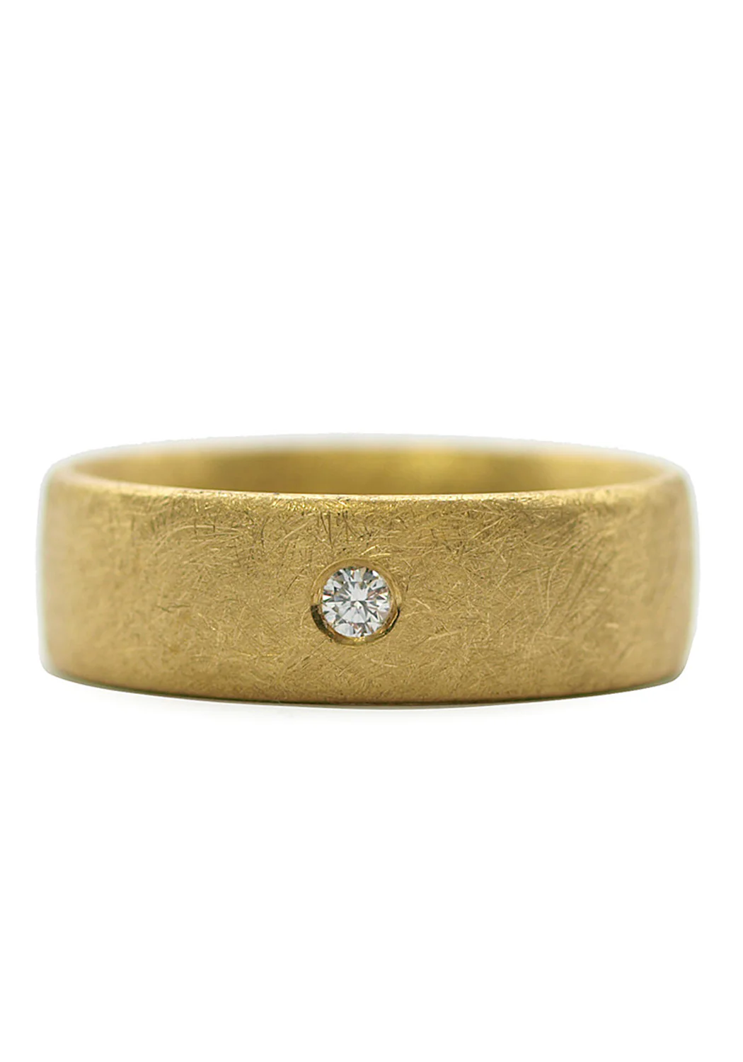 Brushed 18K Yellow Gold Solitaire Diamond Band - Image 3