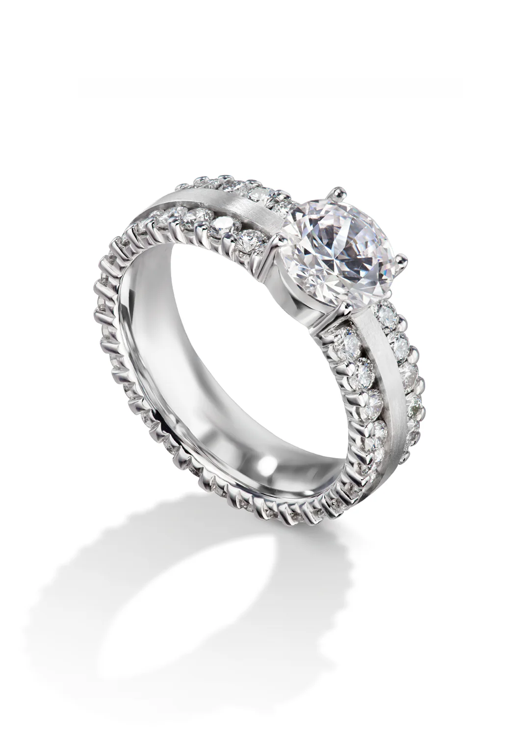 Lucienne Platinum Semi-Mount 2-Row Diamond Ring - Image 3