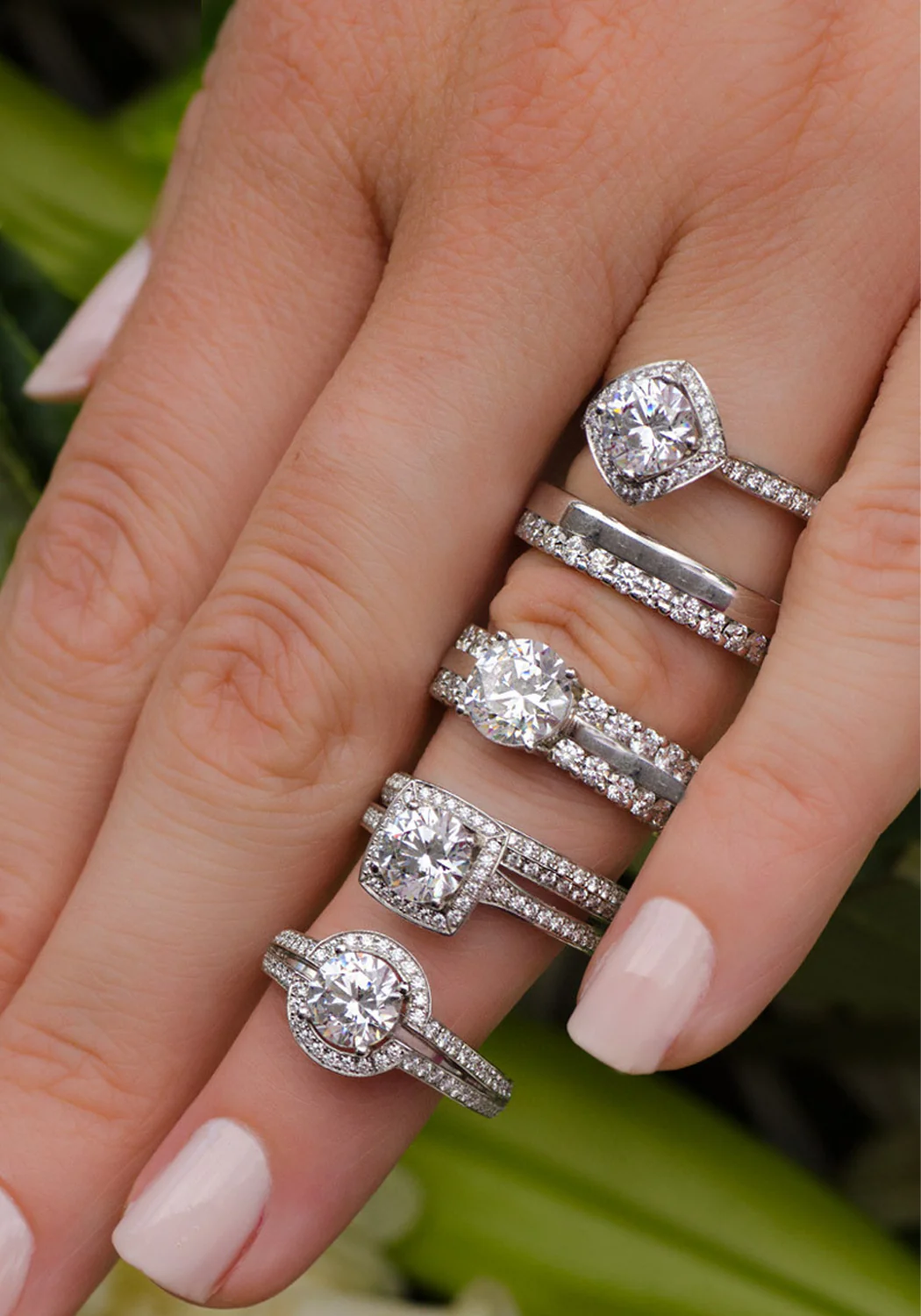 Lucienne Platinum Semi-Mount 2-Row Diamond Ring - Image 7