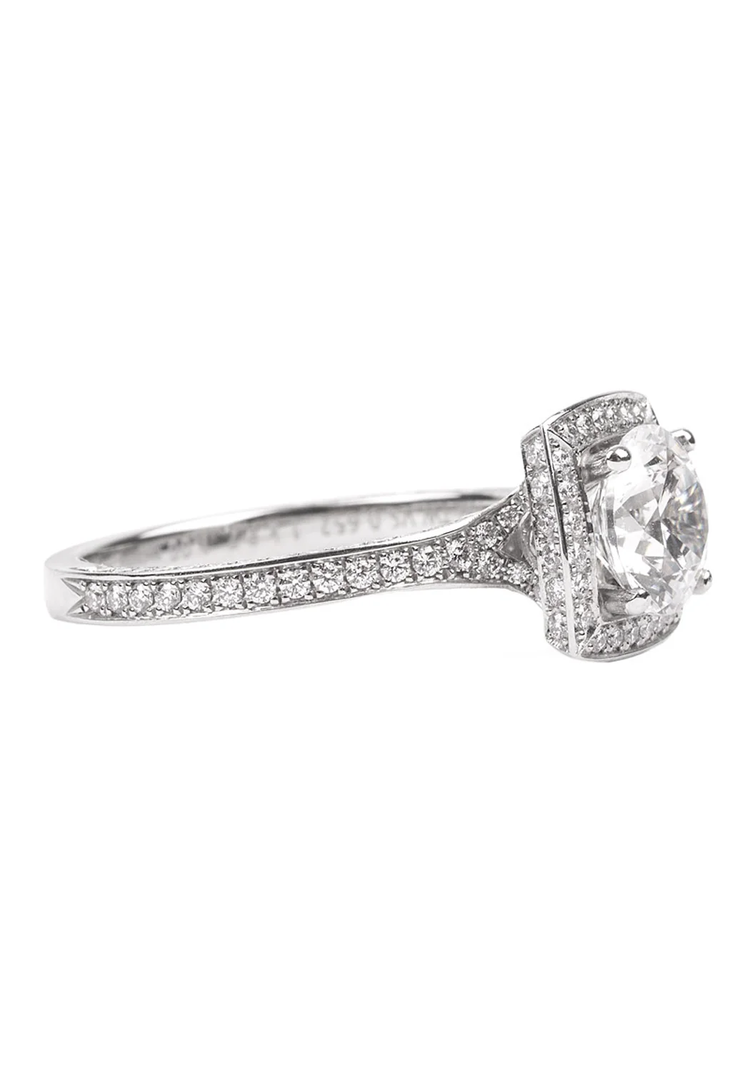 Furrer Jacot Lucienne Platinum Semi-Mount Square Halo Diamond Ring - Image 4