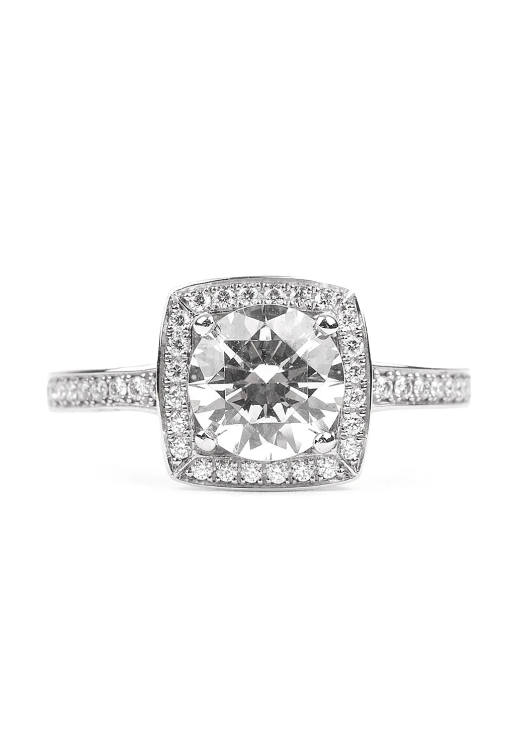 Furrer Jacot Lucienne Platinum Semi-Mount Square Halo Diamond Ring - Image 5