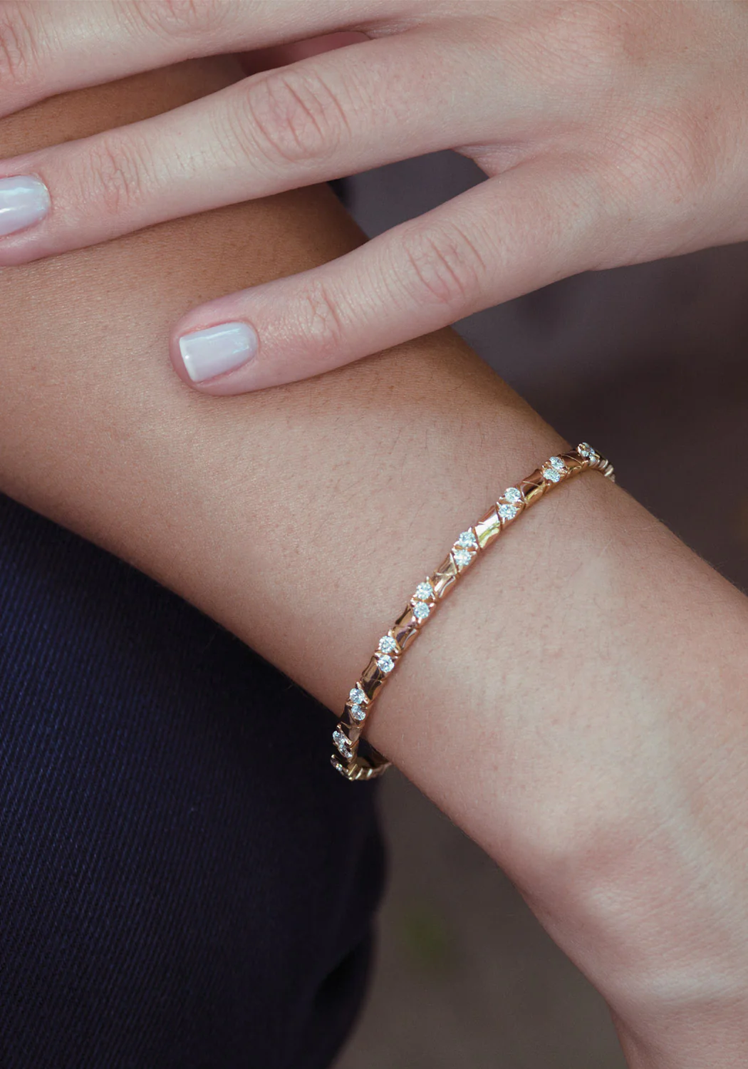 Garavelli 18K Rose Gold Diamond Bangle - Image 3