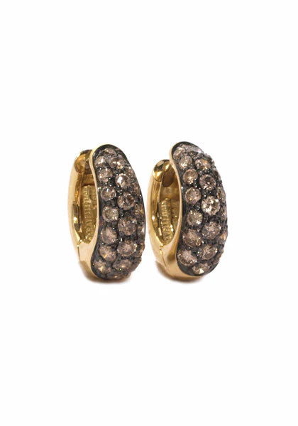 Garavelli 18K Rose Gold Brown Diamond Huggie Earrings - Image 3