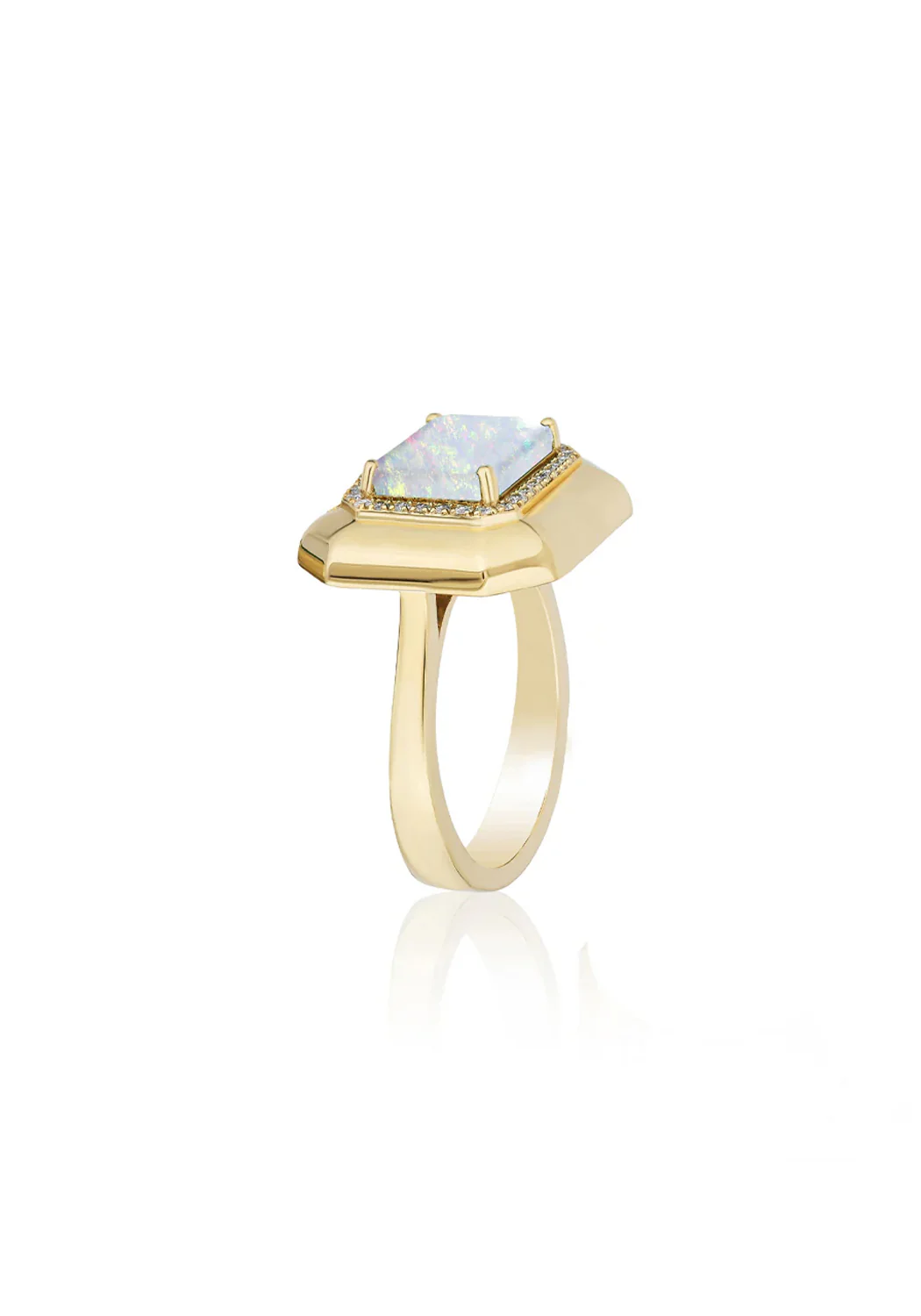 Goshwara Classics 18KYG Diamond & Emerald Cut Opal Ring