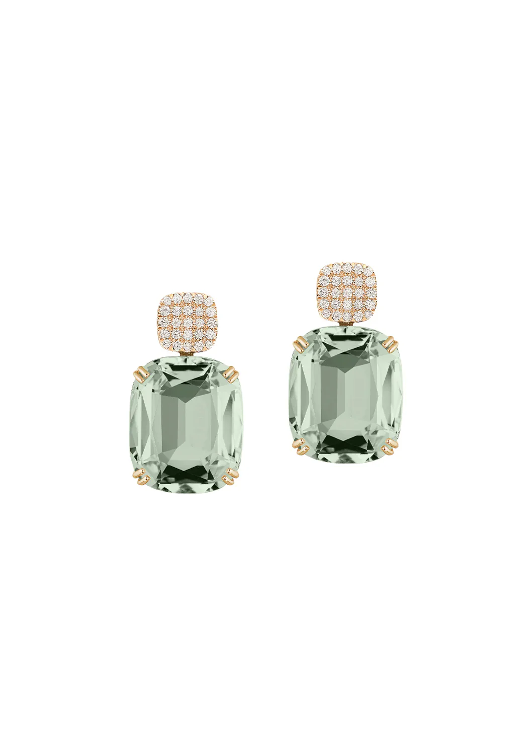 Goshwara Gossip 18KYG Diamond & Prasiolite Cushion Drop Earrings