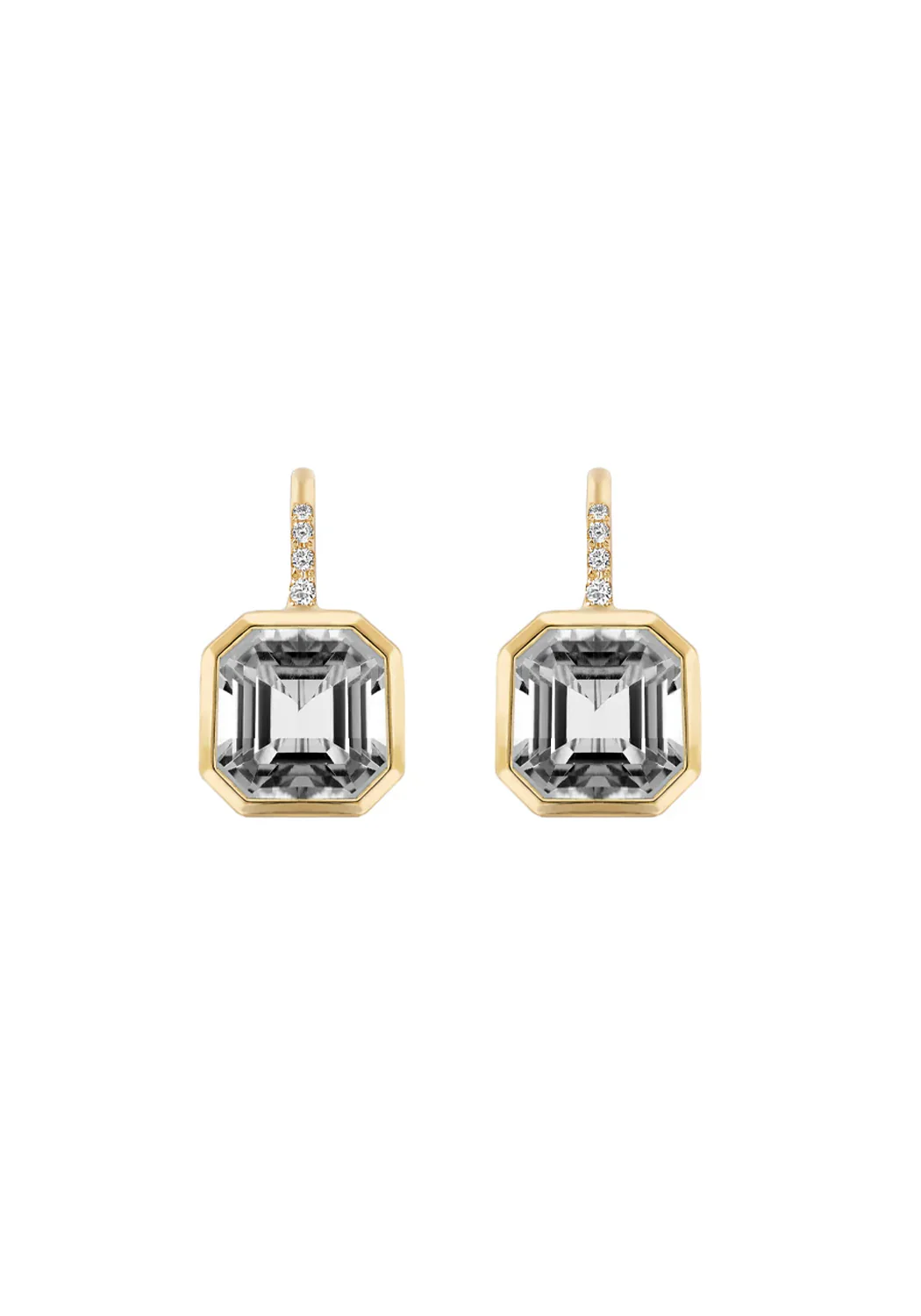 Goshwara Gossip 18KYG Octagonal Bezel Rock Crystal Drop Earrings